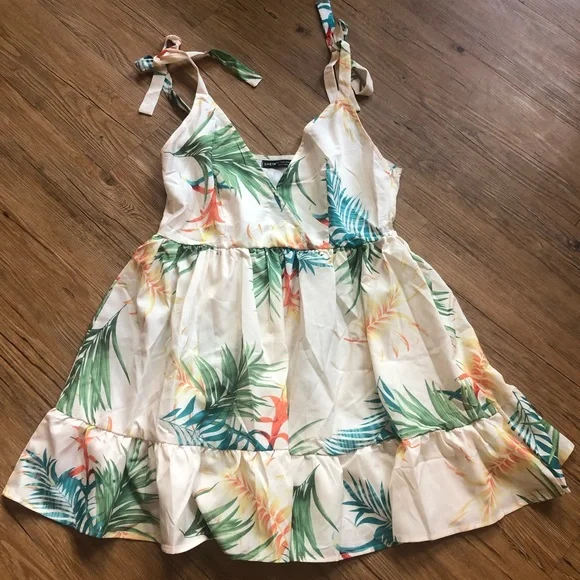 shein beach dress SHEIN BAE Women's Elegant Romantic Vacation Beach Halter Backless Sati   PINK SHOP EG